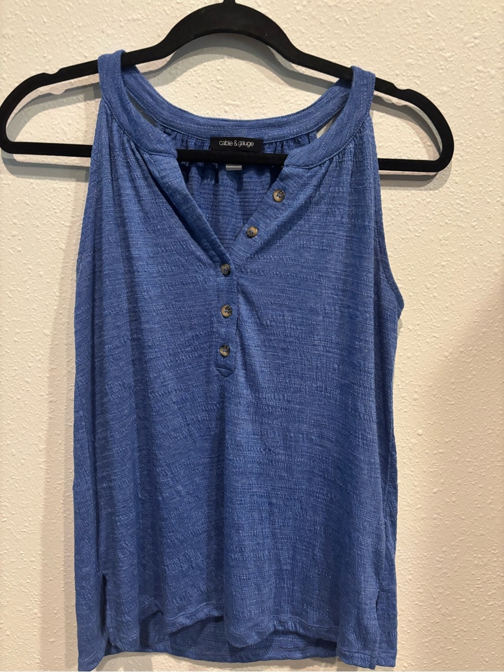Cable & Gauge Royal Blue Henley Tank Top XS